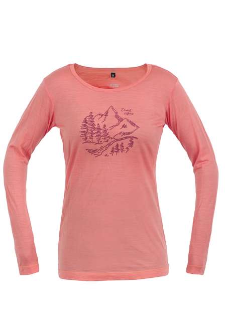 Fotogalerie Women's Merino Shirt FURRY LONG LADY coral (Nature)